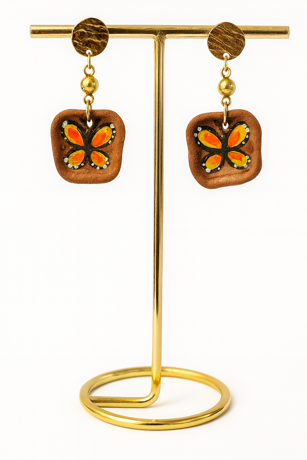 Monarch Butterfly Clay Earrings