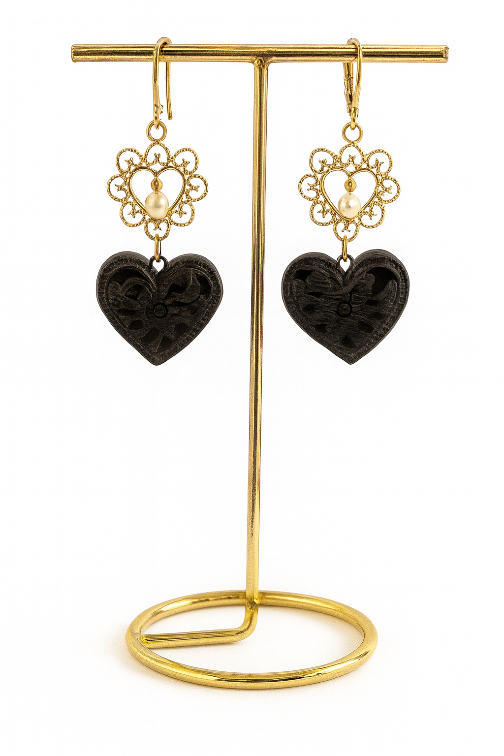 Clay Heart Earrings with Heart