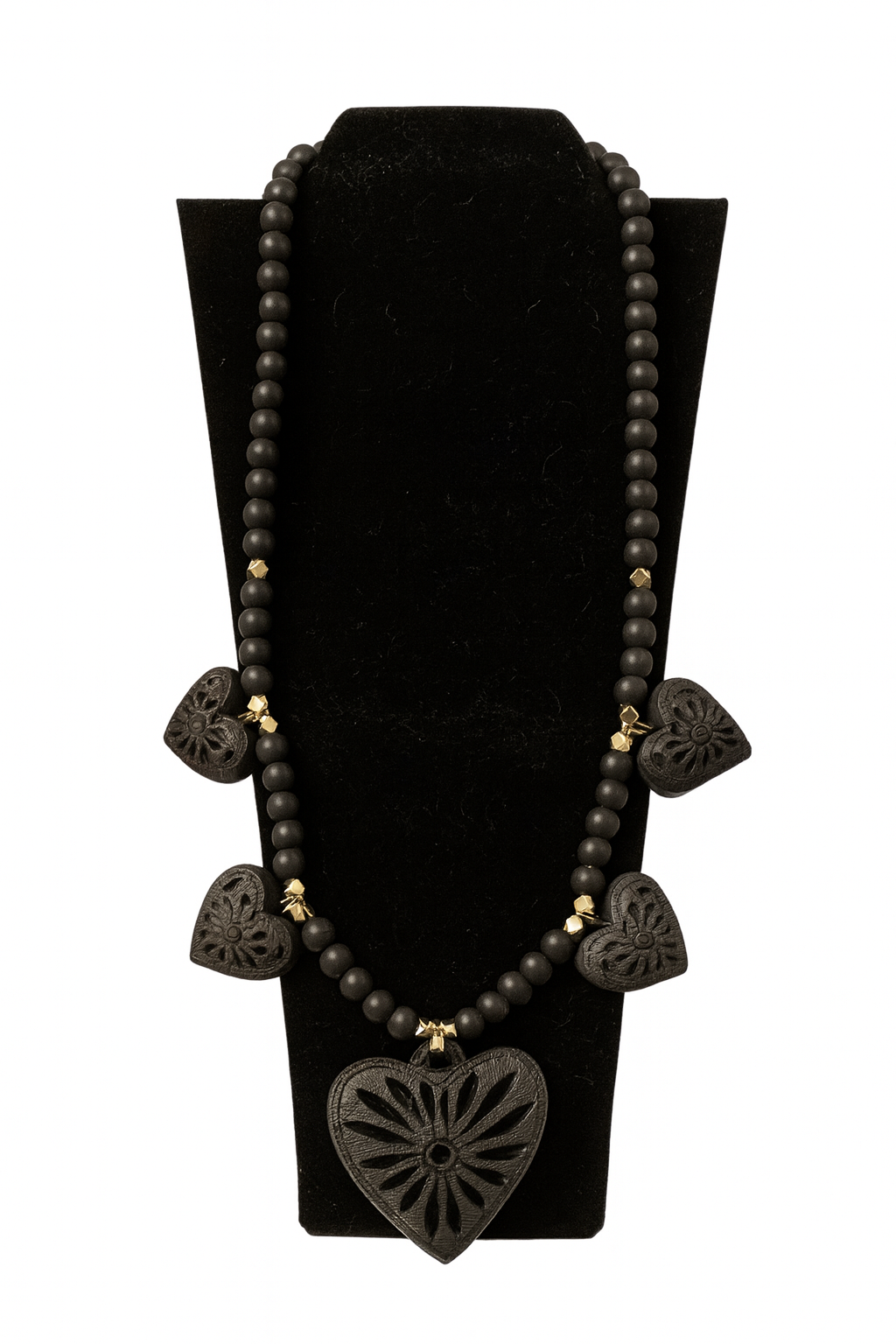 Black Clay Heart Necklace
