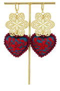 Broidered Heart Earrings