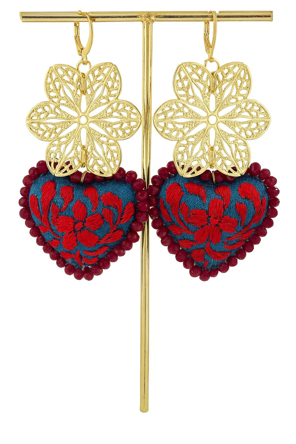 Broidered Heart Earrings
