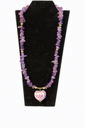 Purple Quartz and Heart Necklace